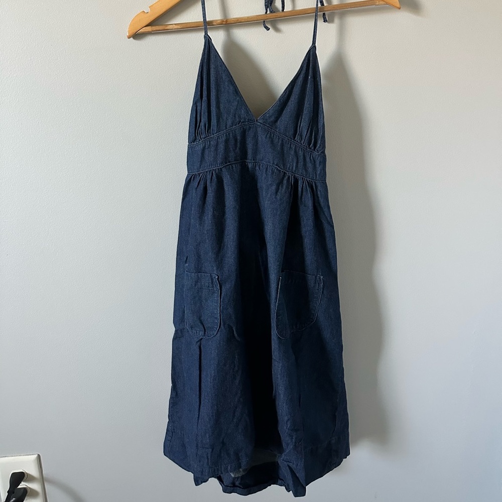 Old Nacy Denim Halter Dress